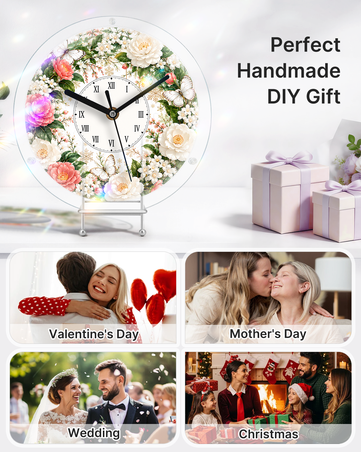 kaayee-clock-kit-pink-white-rose-dream-wanduhr-regular-size image 7