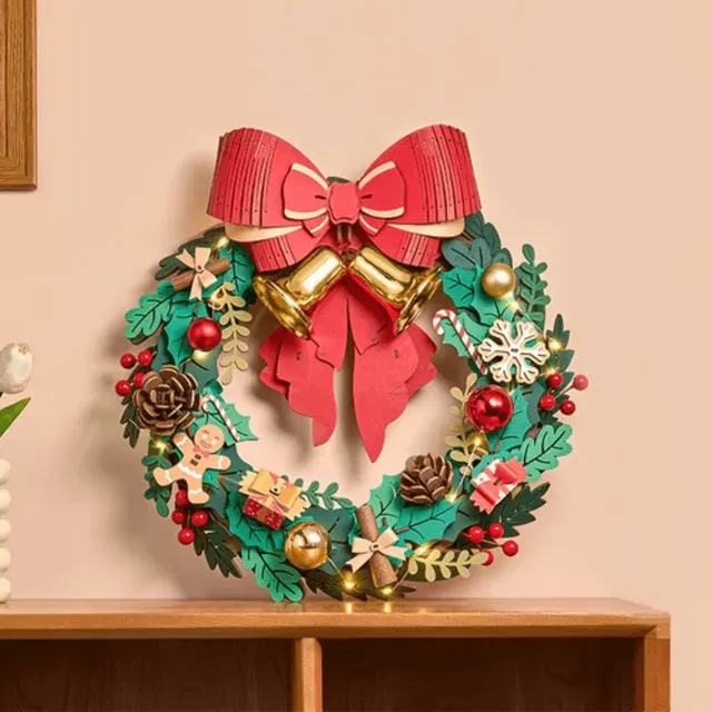 magicholz-3d-puzzle-weihnachtskranz-holzbausatz-mit-led image 1