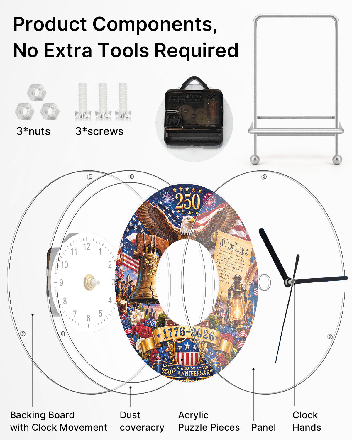 kaayee-clock-kit-america-250th-anniversary-puzzleuhr-regular-size-acryl image 6