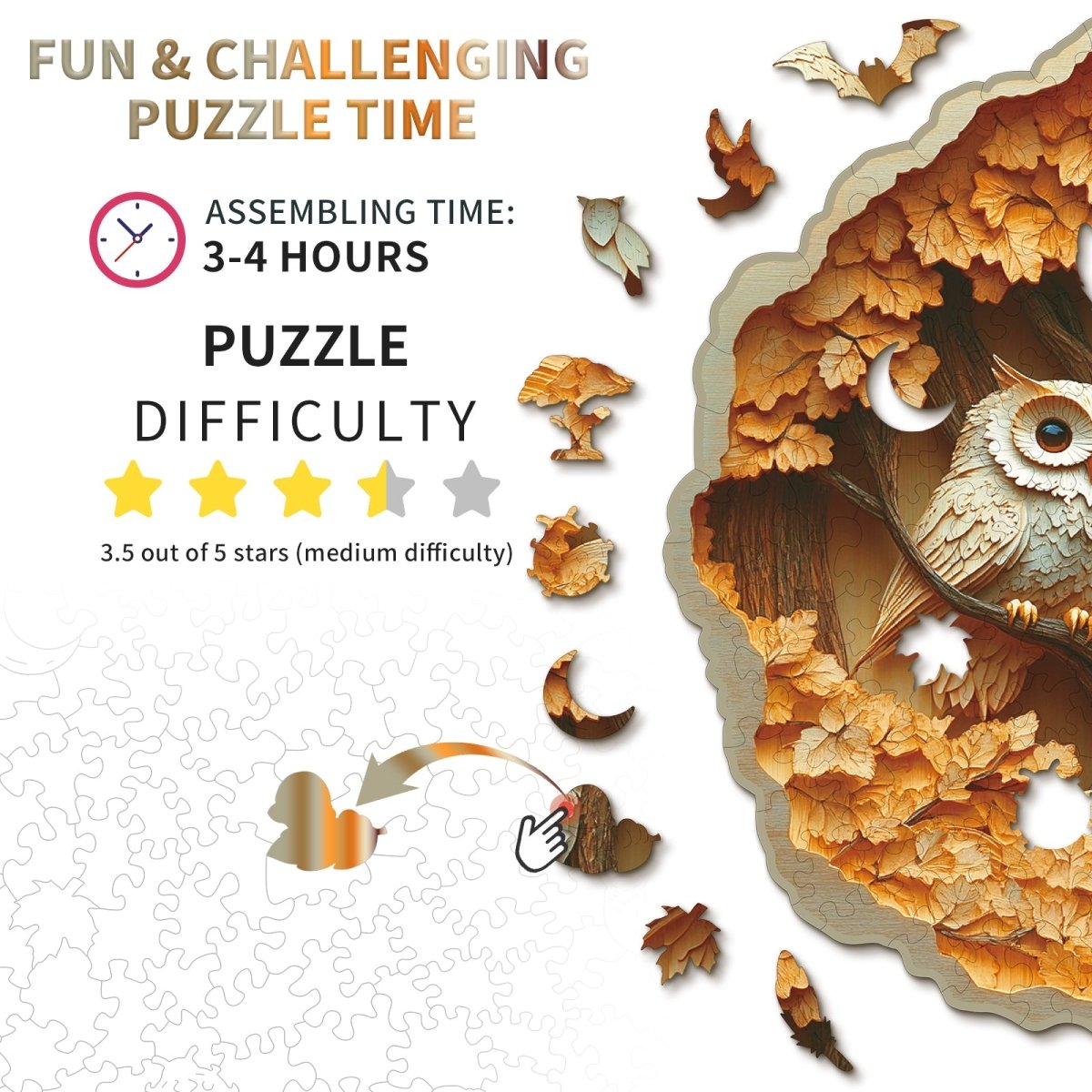 kaayee-wooden-puzzle-parent-child-owl-holzpuzzle-medium image 3