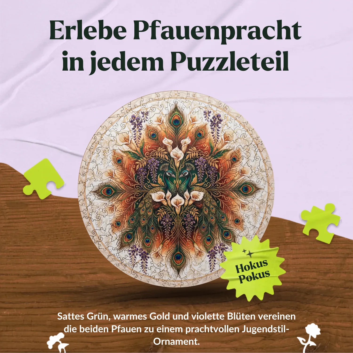 magicholz-goldene-pfauen-holzpuzzle-mandala-350-teile-jugendstil image 4