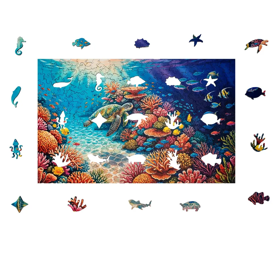 magicholz-holzpuzzle-unterwasserwelt-500-teile-mit-meeresschildkr-te image 1