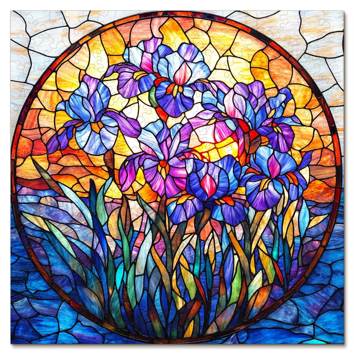 kaayee-iris-holzpuzzle-medium-glasmalerei-lila-bl-ten image 1