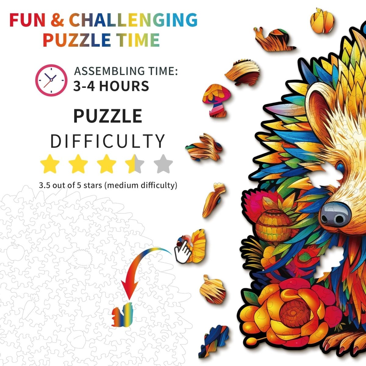 kaayee-wooden-puzzle-smart-hedgehog-holzpuzzle-medium-igel image 4