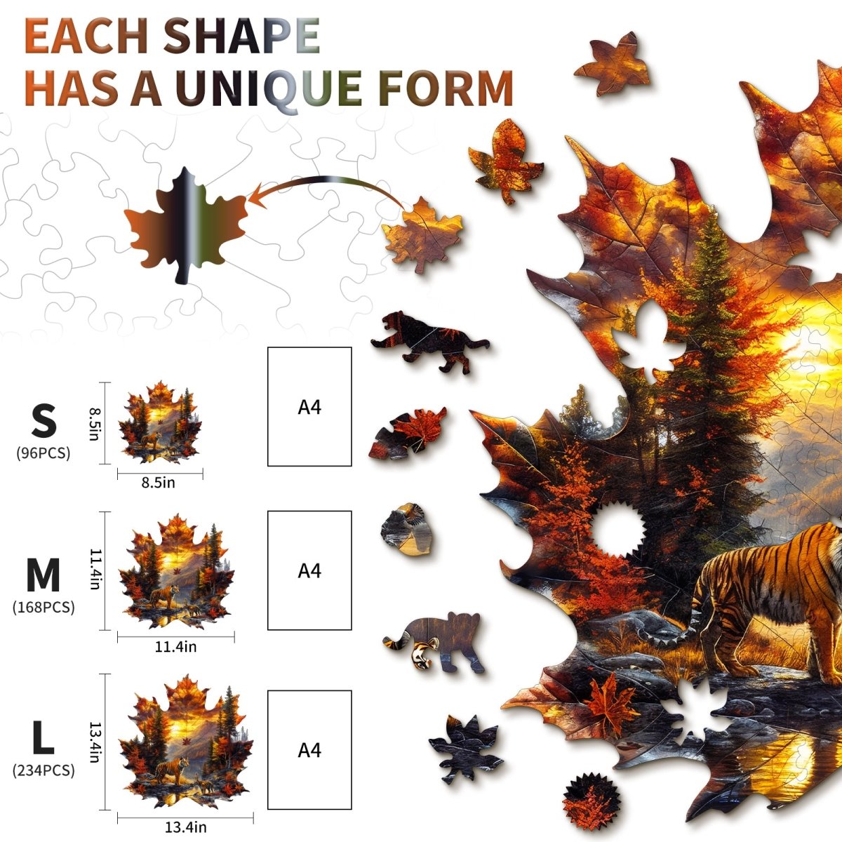 kaayee-wooden-puzzle-maple-leaf-tiger-holzpuzzle-medium image 5