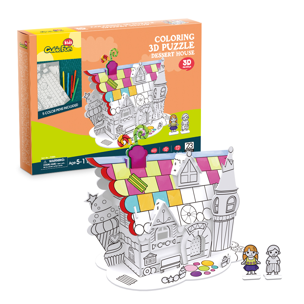 cubic-fun-coloring-p688h-dessert-house-3d-puzzle-zum-ausmalen image 1