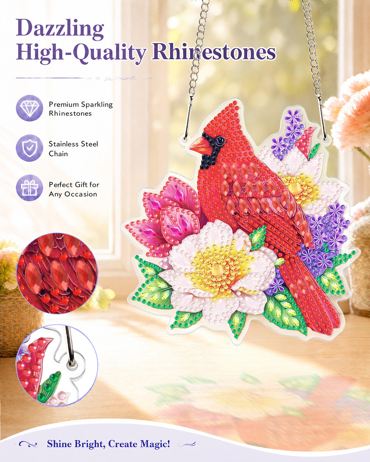 kaayee-suncatcher-puzzle-cardinal-garden-fensterbild-kristall image 4