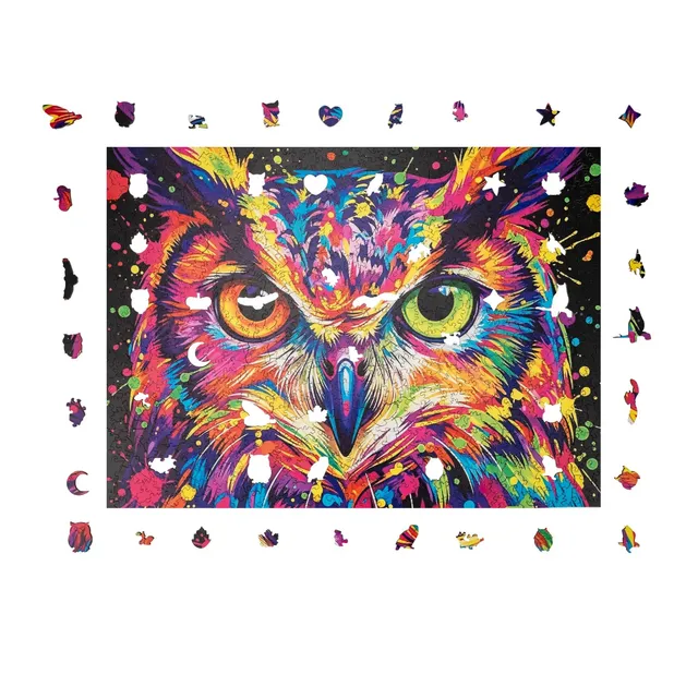 magicholz-holzpuzzle-bunte-eule-1000-teile-mit-40-spezialteilen image 1