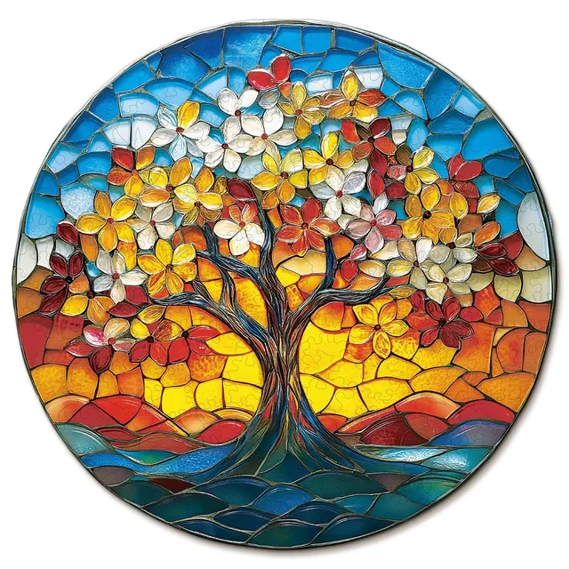 kaayee-wooden-puzzle-colorful-glass-tree-holzpuzzle-medium image 1