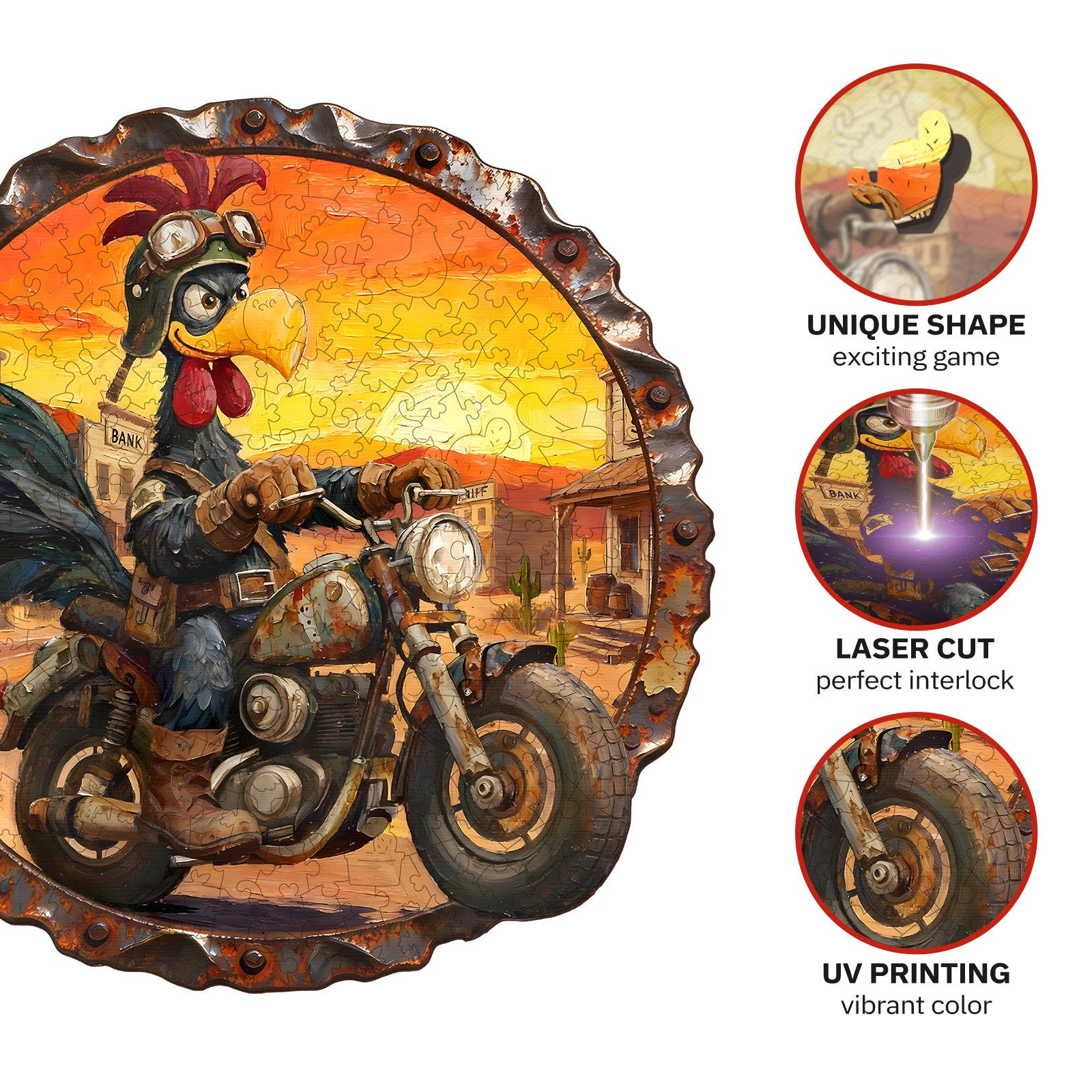 jigfoxy-rooster-holzpuzzle-m-210-teile-hahn-motiv image 3