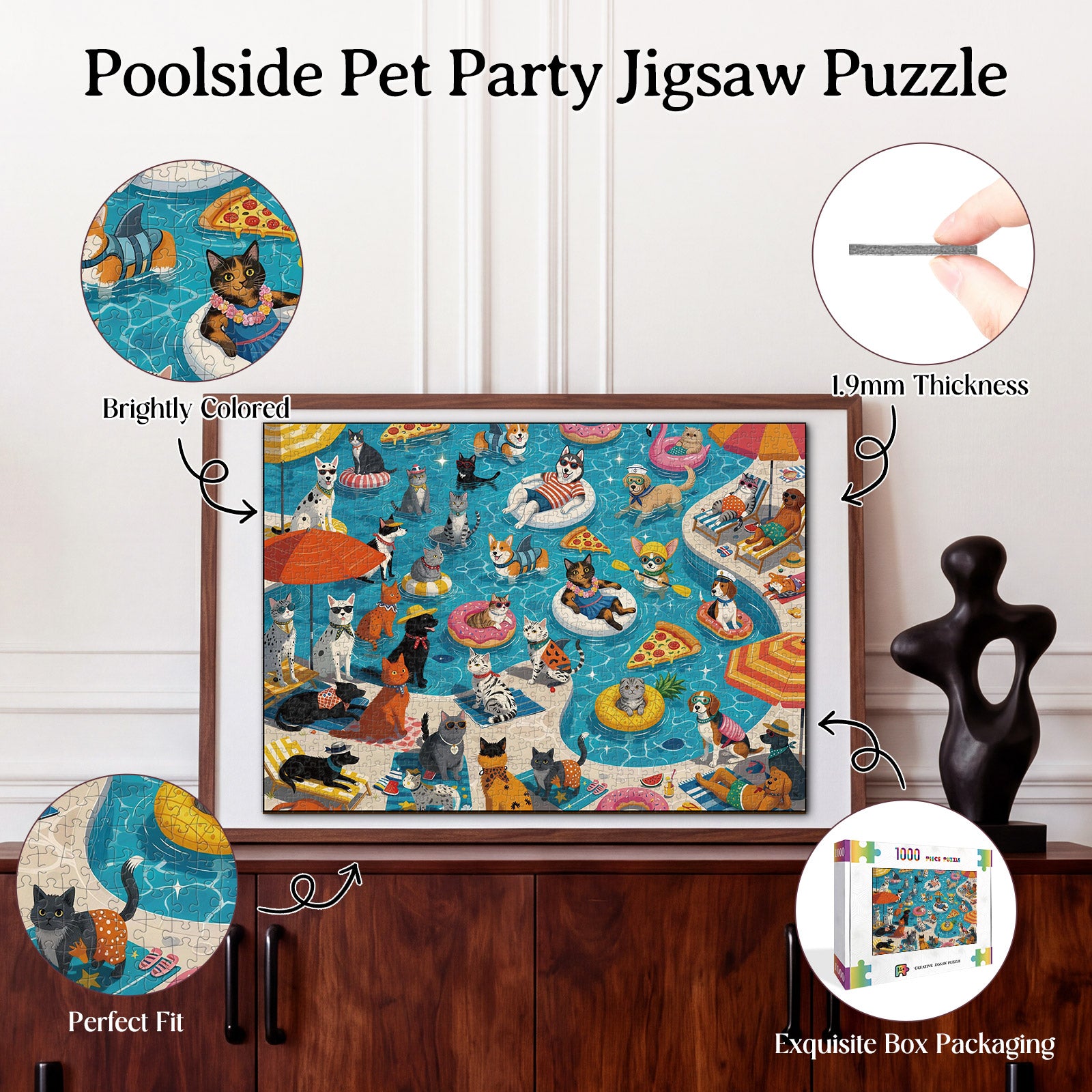kaayee-cardboard-poolside-pet-party-puzzle-1000-teile-eco image 3
