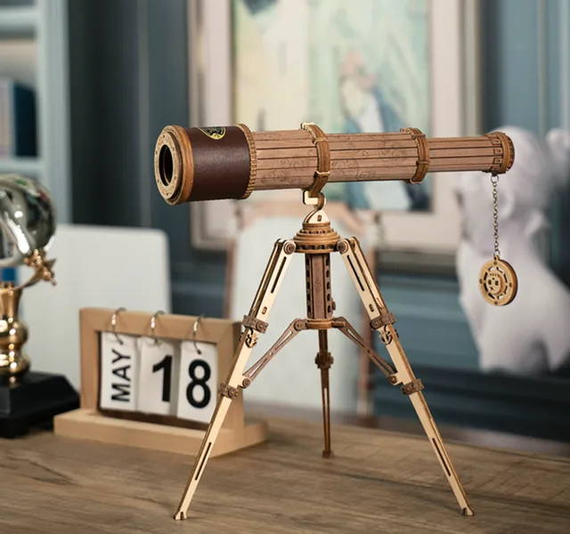 magicholz-mechanischer-bausatz-monokular-teleskop-holz-mit-stativ image 1