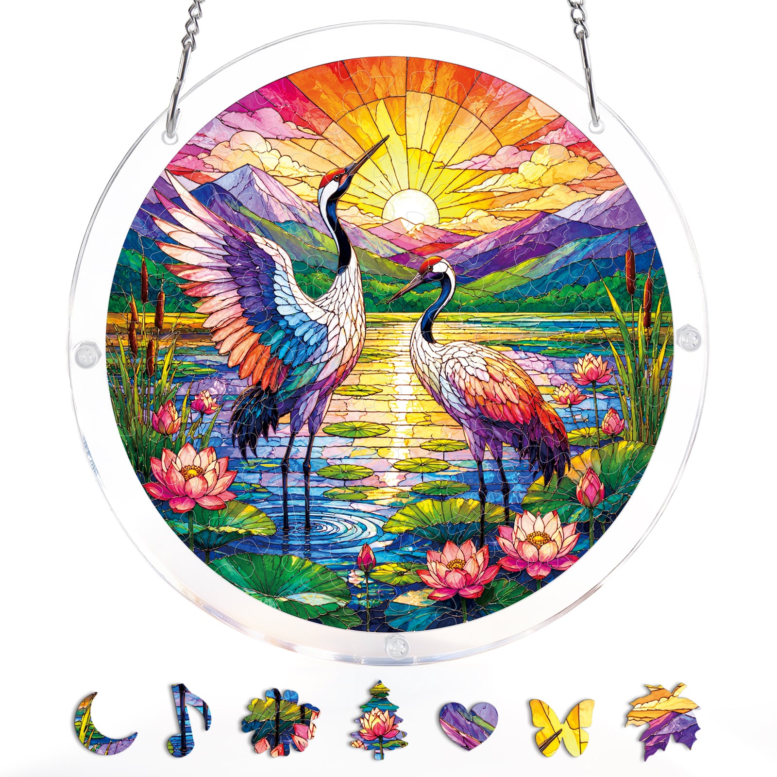 kaayee-suncatcher-puzzle-cranes-at-sunrise-fensterbild-kraniche image 3