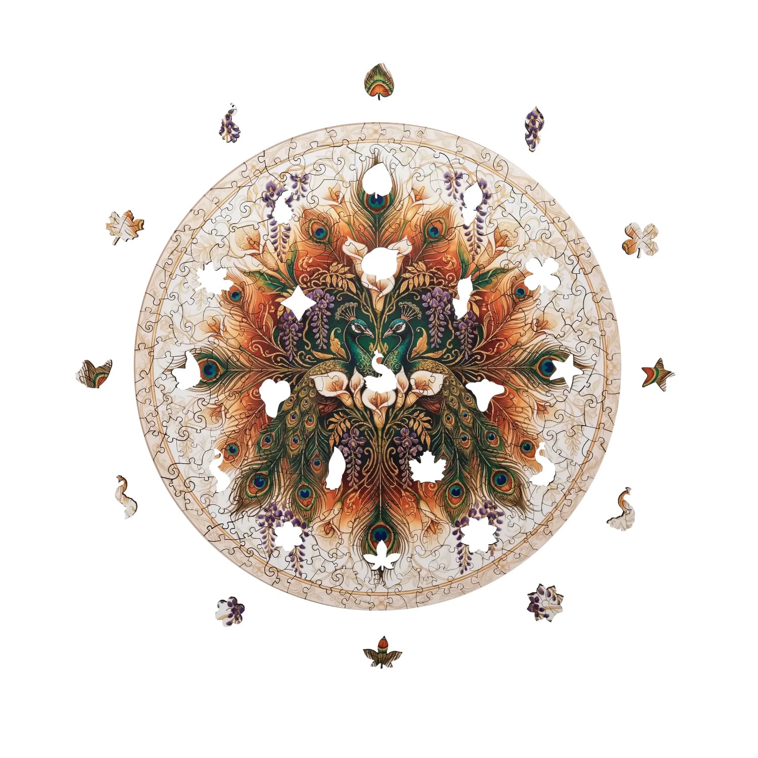 magicholz-goldene-pfauen-holzpuzzle-mandala-350-teile-jugendstil image 8