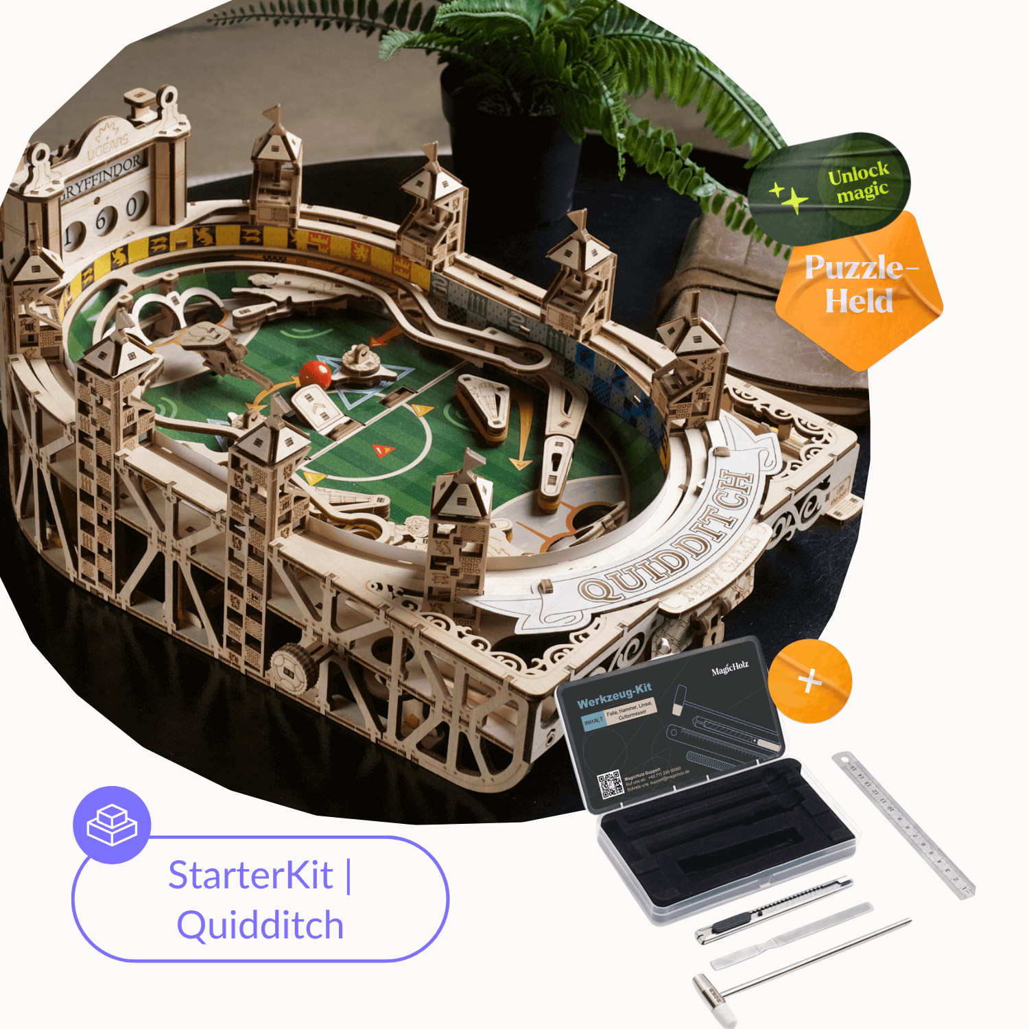 magicholz-mechanischer-bausatz-quidditch-pinball-starter-set-flipper image 2