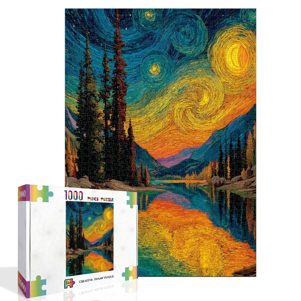 kaayee-starry-forest-puzzle-1000-teile-eco-white-board-wald image 2