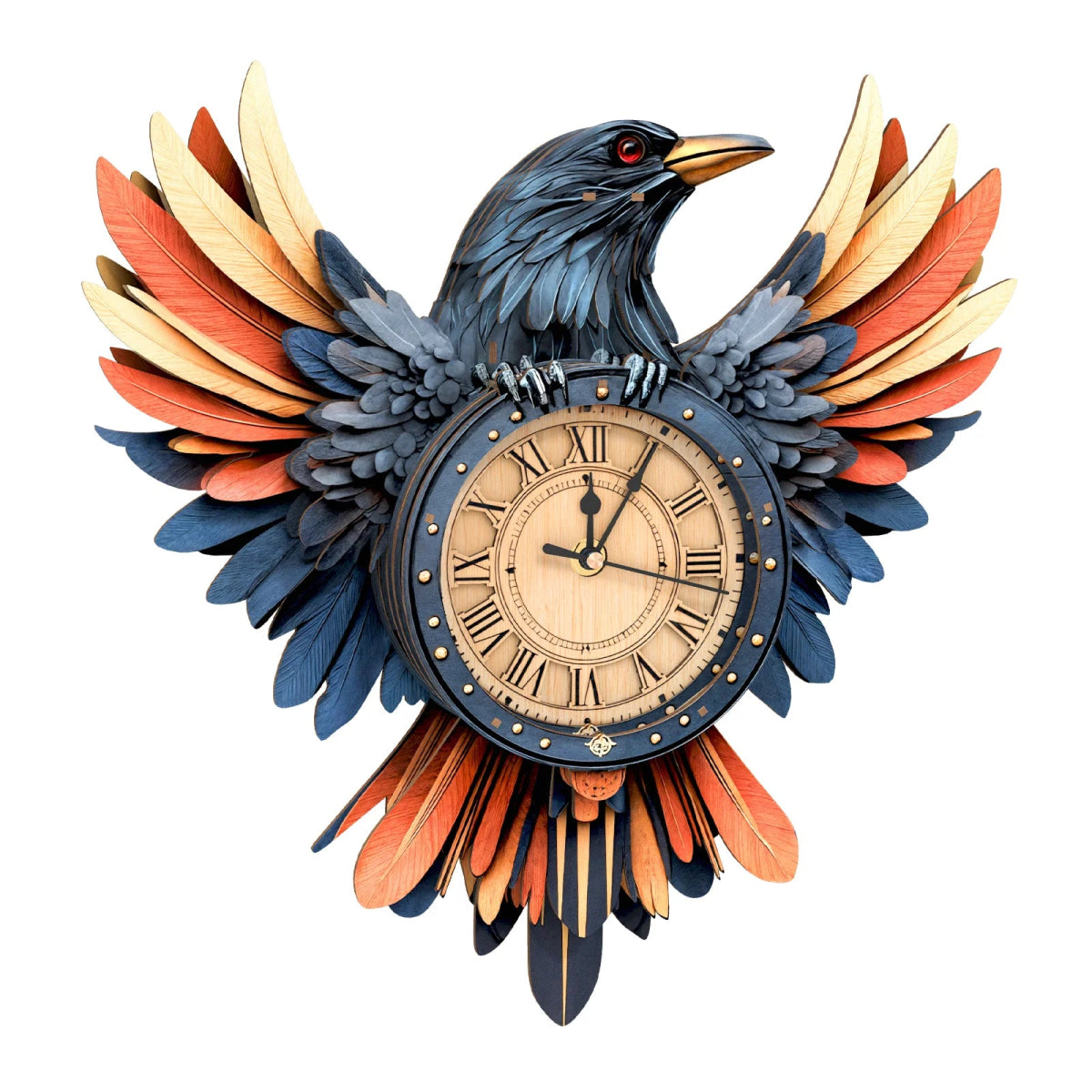 kaayee-clock-kit-raven-wanduhr-rabe-holz-3d-puzzle image 1