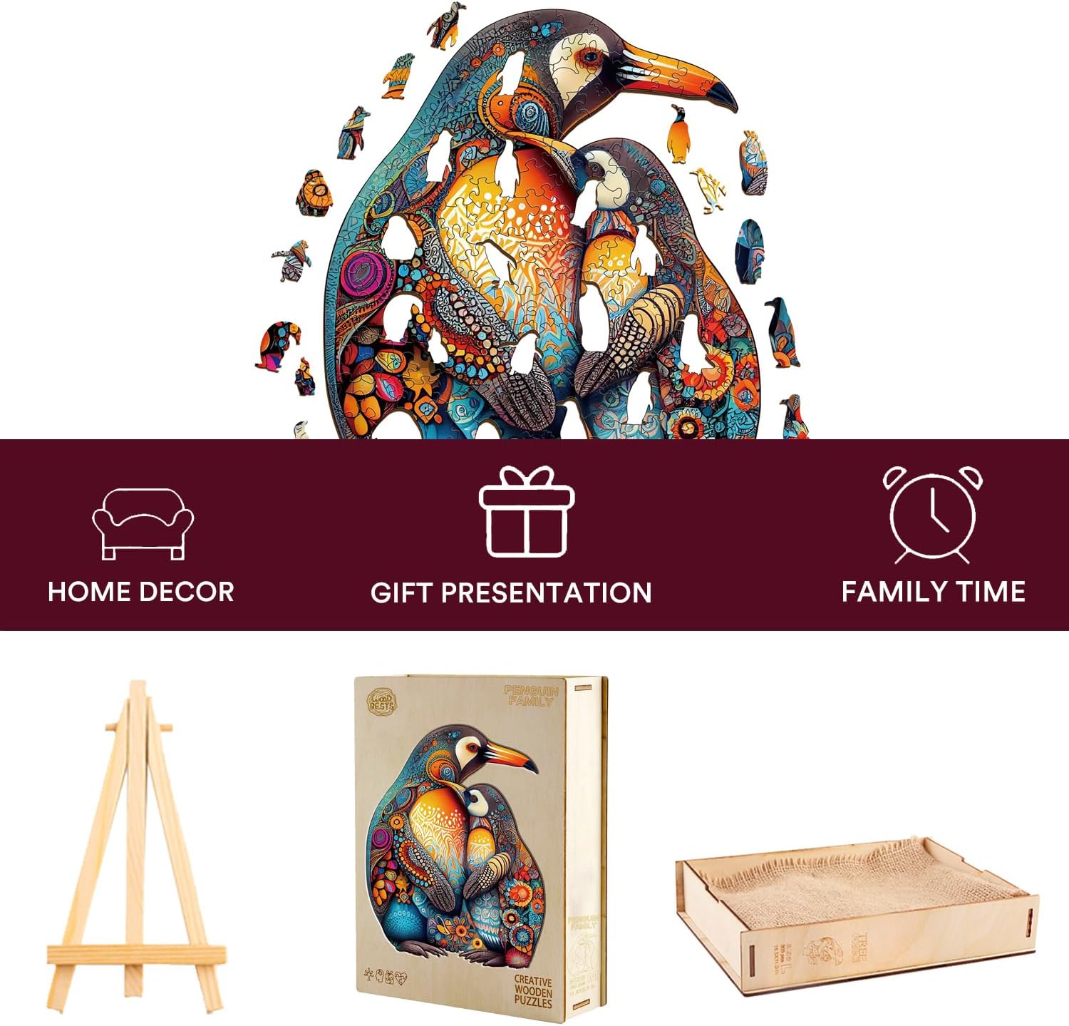 jigfoxy-penguin-family-holzpuzzle-m-190-teile-tiere image 5