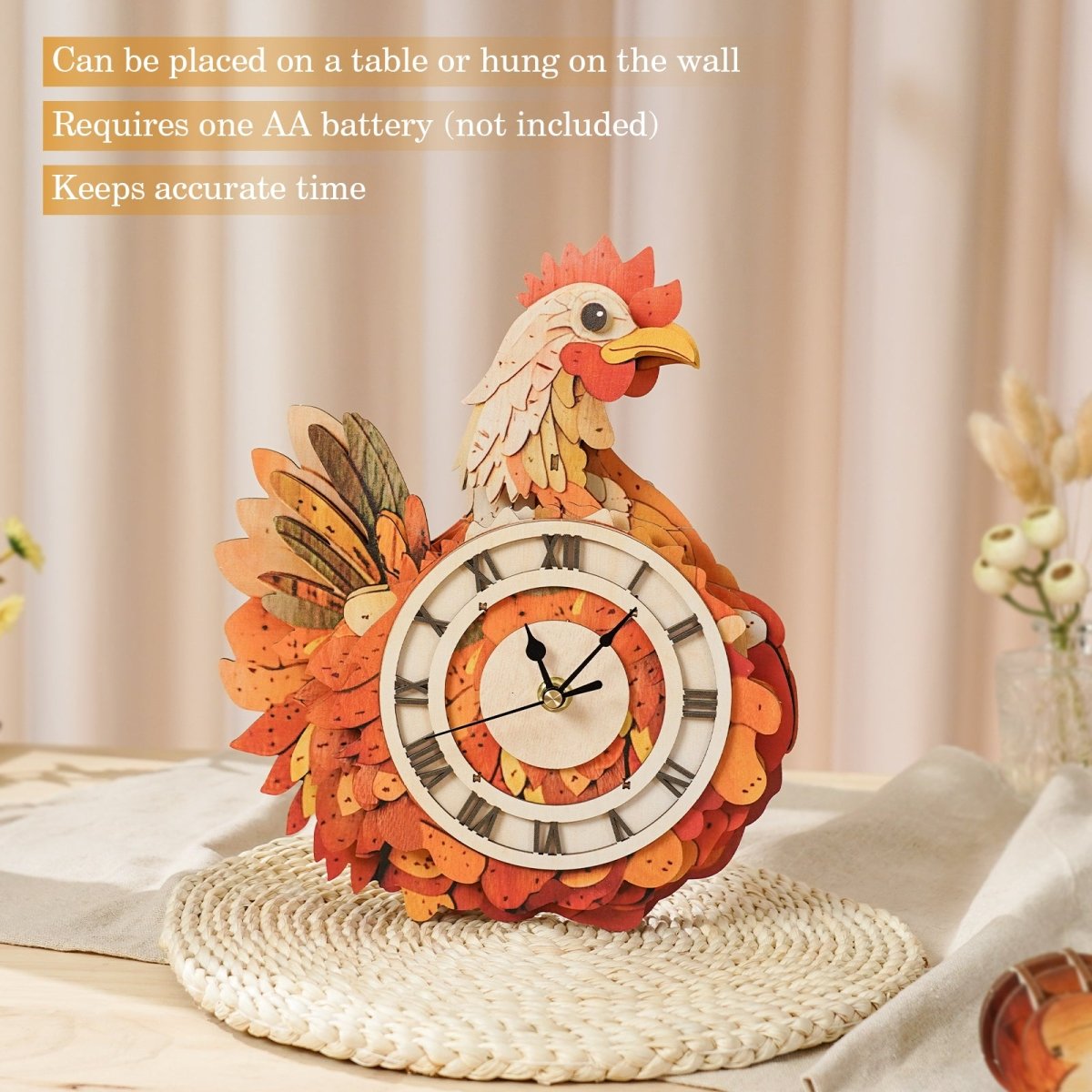 kaayee-hen-wooden-clock-kit-holzuhr-huhn-mit-pendel-3d-puzzle image 6