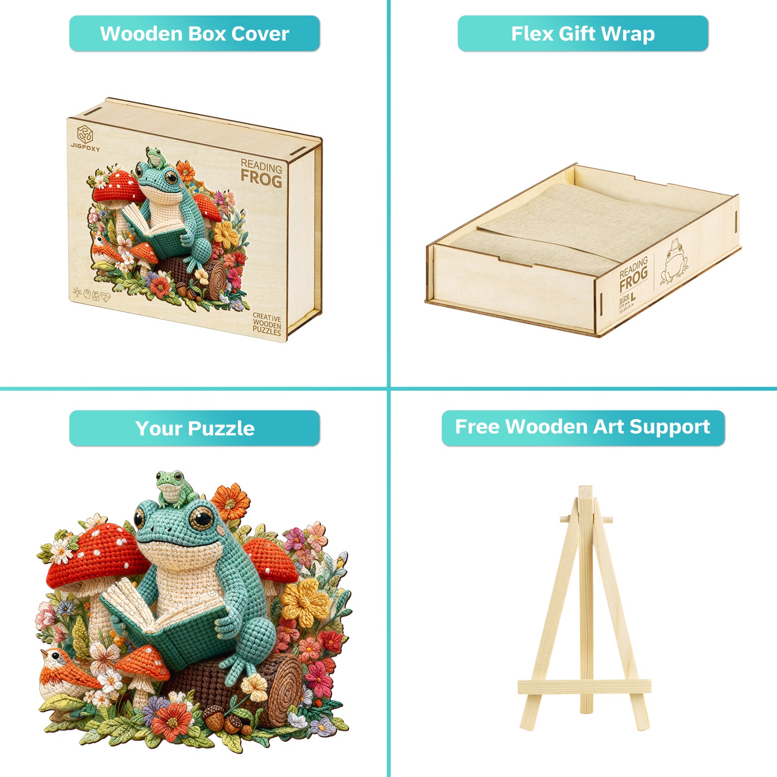 jigfoxy-reading-frog-holzpuzzle-m-194-teile-frosch image 5