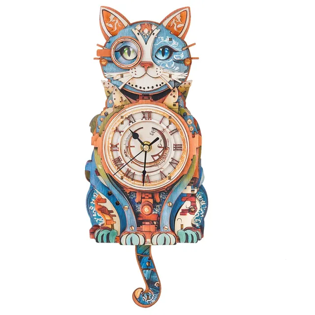 kaayee-clock-kit-cat-detective-holzuhr-bausatz-mit-pendel image 1
