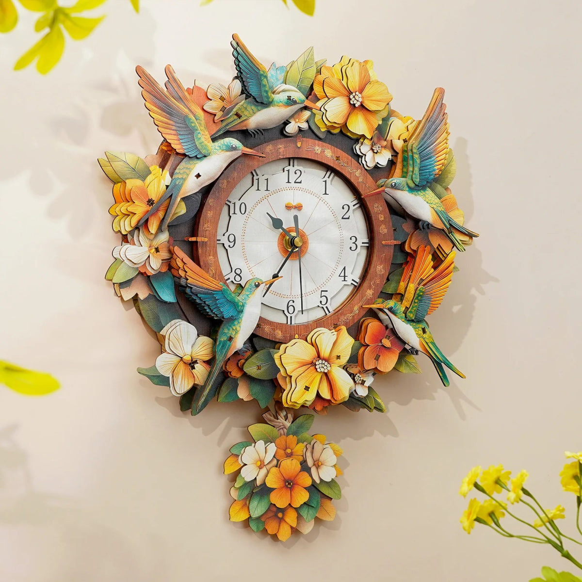 kaayee-clock-kit-hummingbird-holzuhr-kolibri-mit-pendel image 6