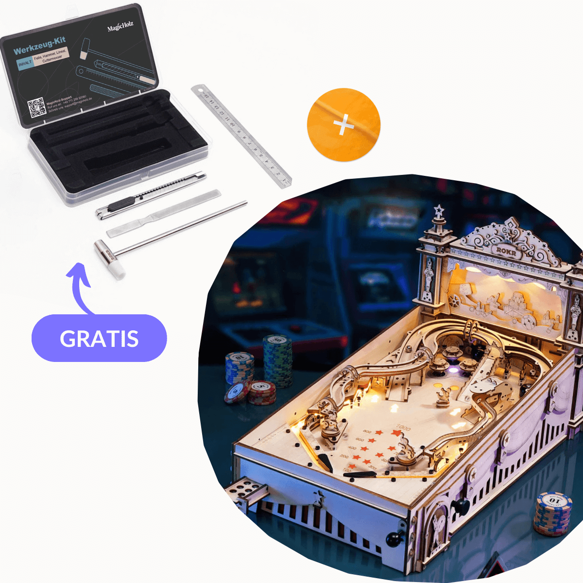 magicholz-mechanischer-bausatz-3d-pinball-maschine-holzflipper-starter-kit image 2