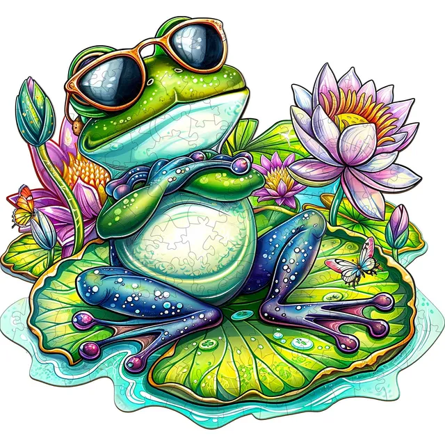 jigfoxy-leisurely-frog-holzpuzzle-frosch-90-teile-s image 1