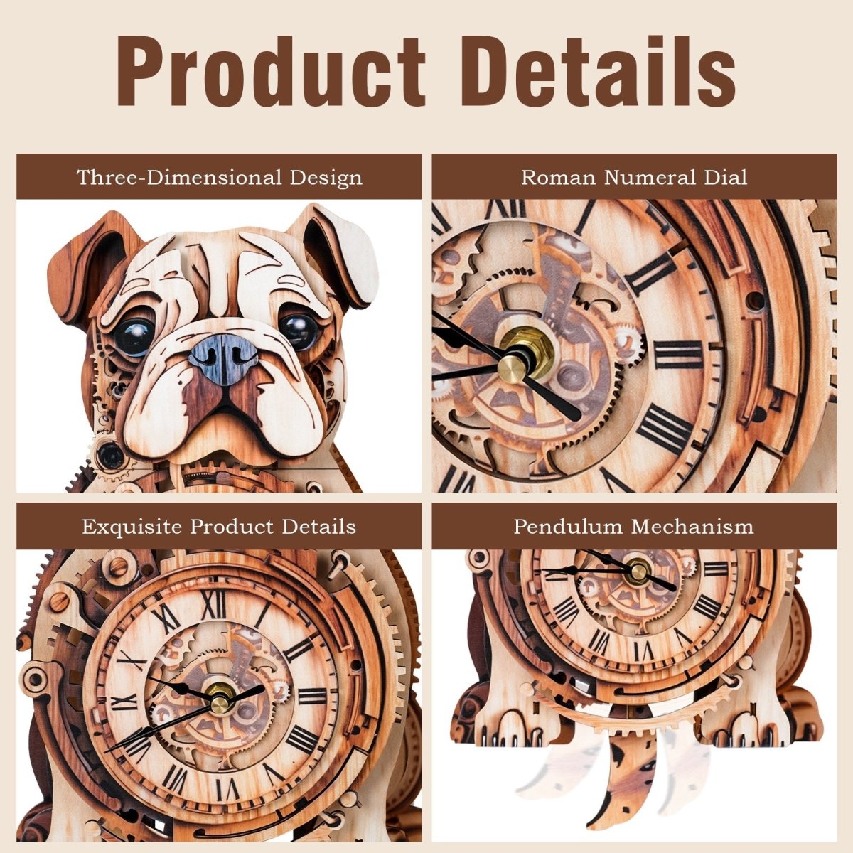 kaayee-clock-kit-bulldog-holzuhr-3d-puzzle-bausatz-hund image 4