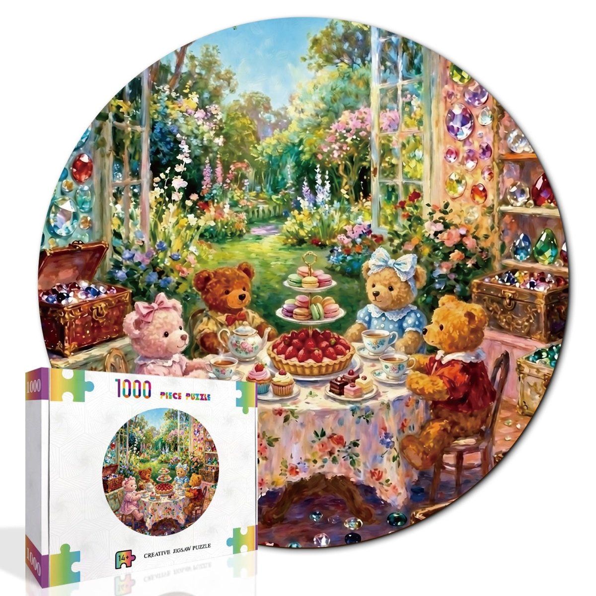 kaayee-cardboard-puzzle-teddy-tea-time-1000-teile-eco-white-board image 2