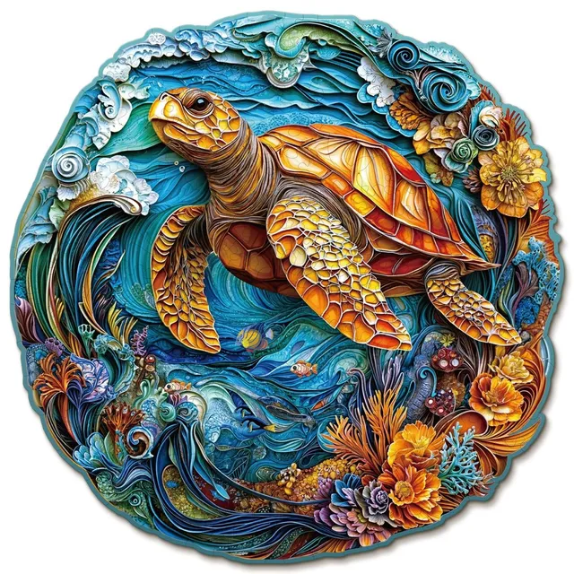 kaayee-wooden-puzzle-steady-sea-turtle-holzpuzzle-medium-meer image 1