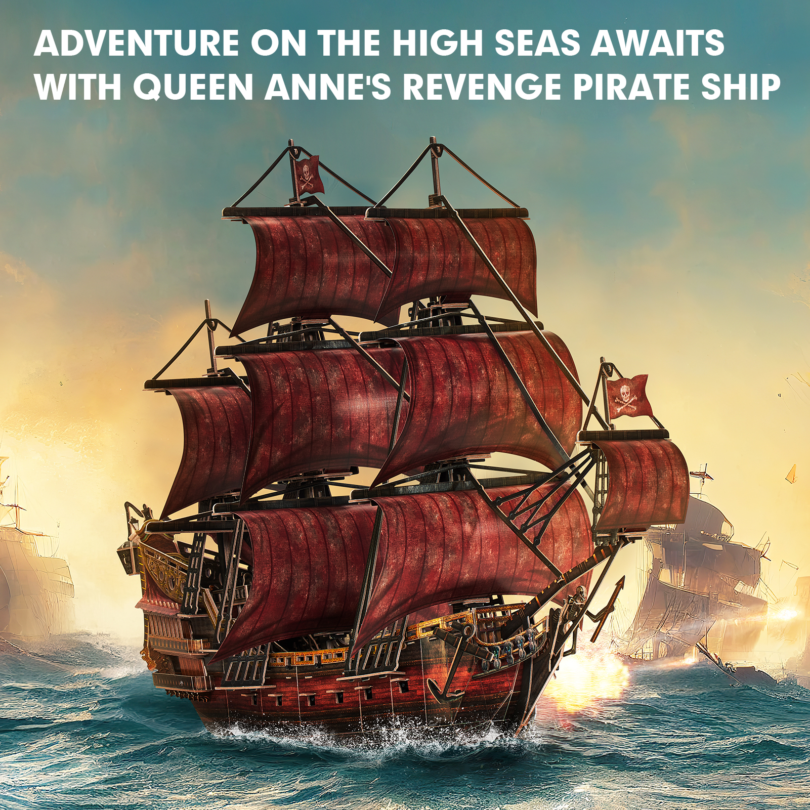 cubicfun-pirates-t4040h-queen-anne-s-revenge-3d-puzzle-391-teile-rot image 2