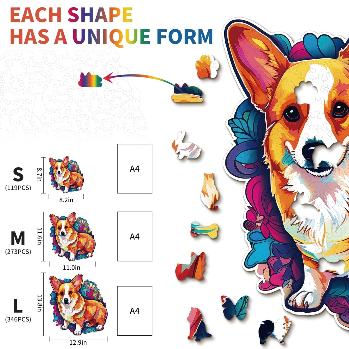 kaayee-wooden-puzzle-cute-corgi-holzpuzzle-medium-hund image 3