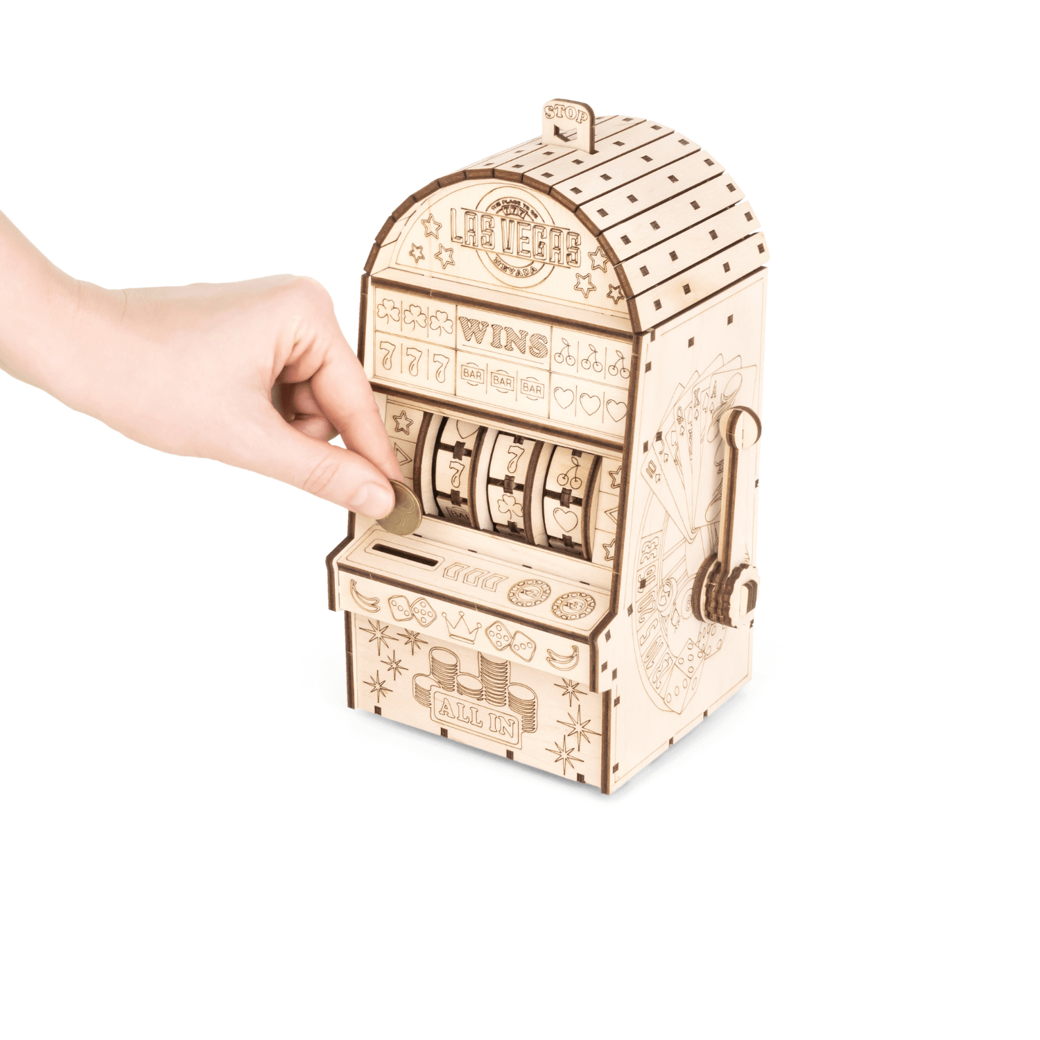 magicholz-mechanischer-bausatz-einarmiger-bandit-spielautomat-holz image 4