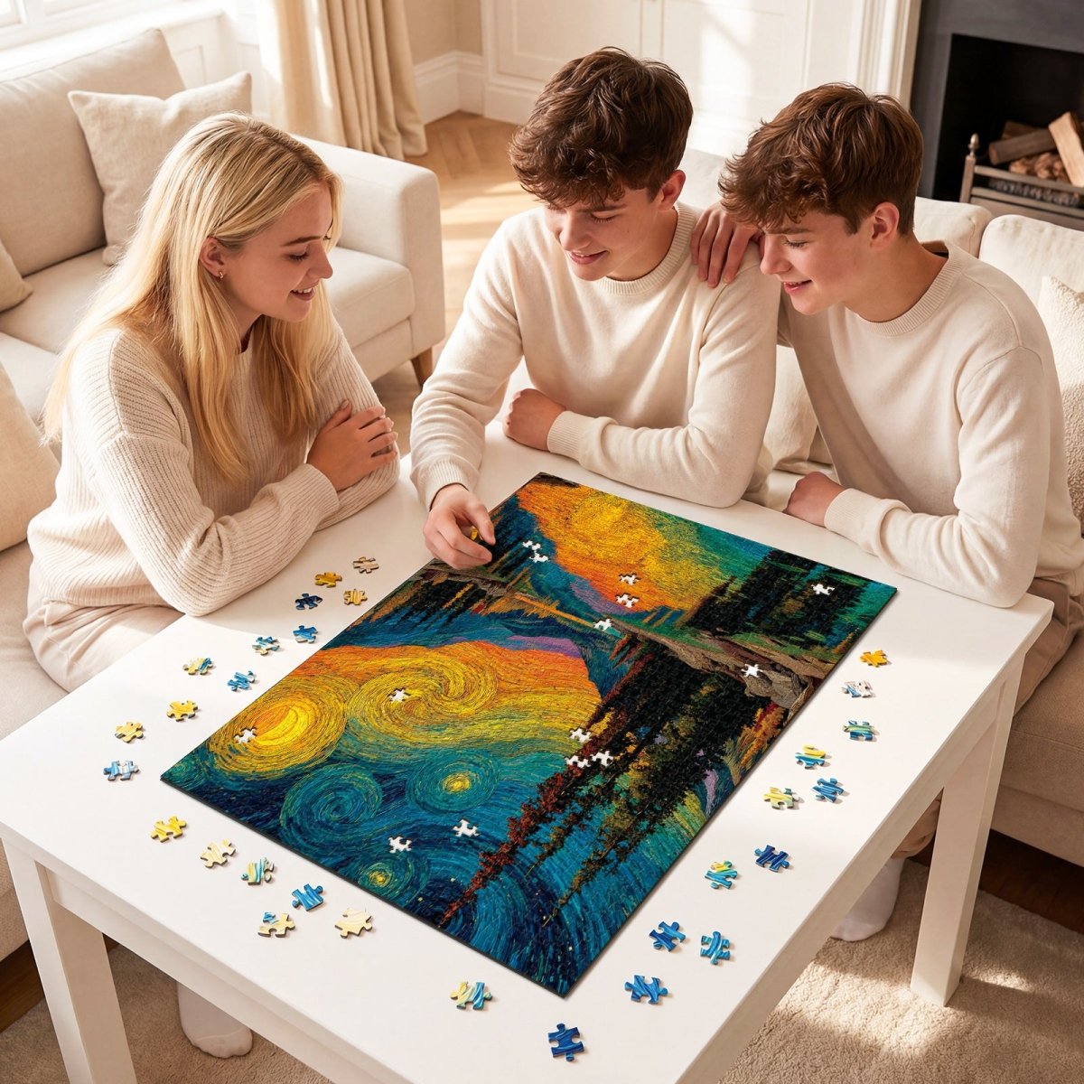 kaayee-starry-forest-puzzle-1000-teile-eco-white-board-wald image 4