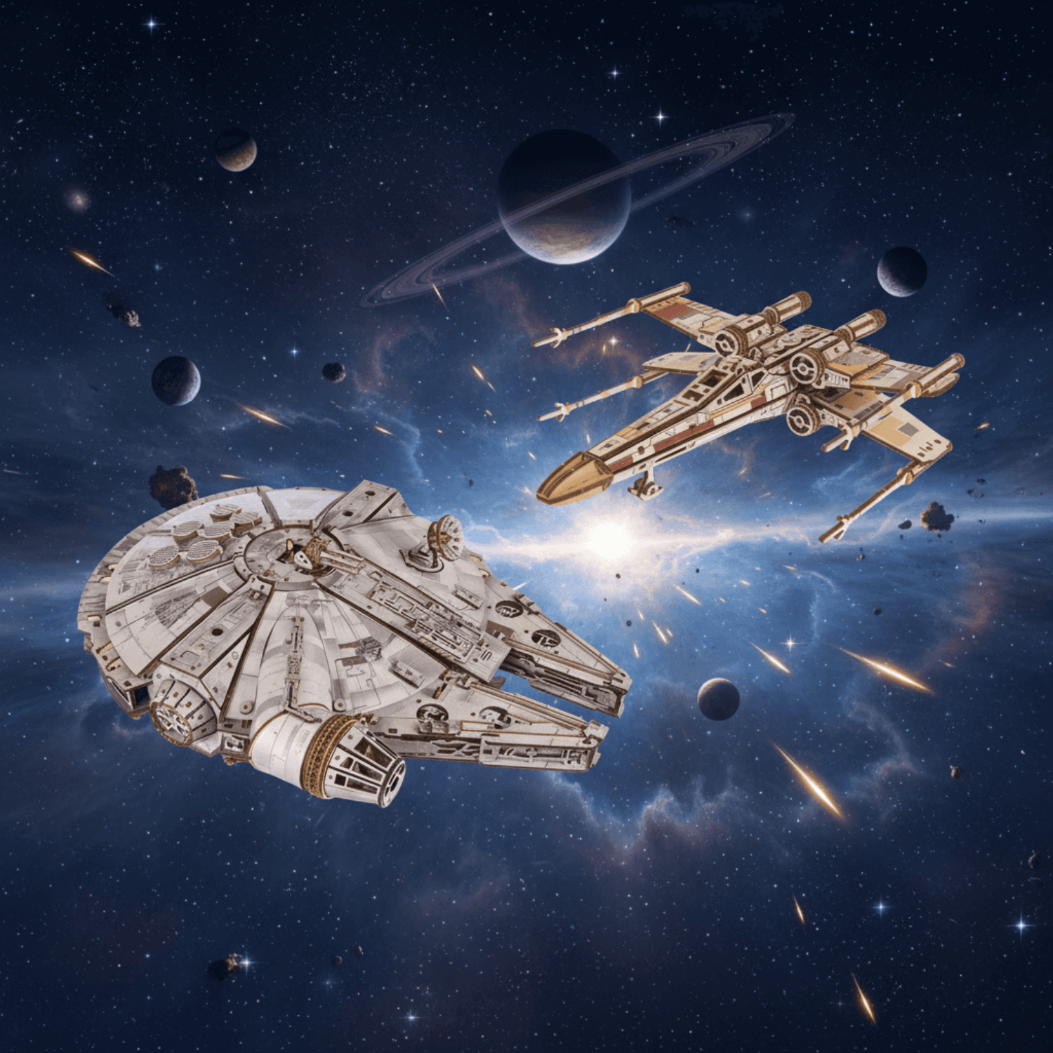 magicholz-mechanischer-bausatz-galaktisches-set-x-wing-holzmodell image 1