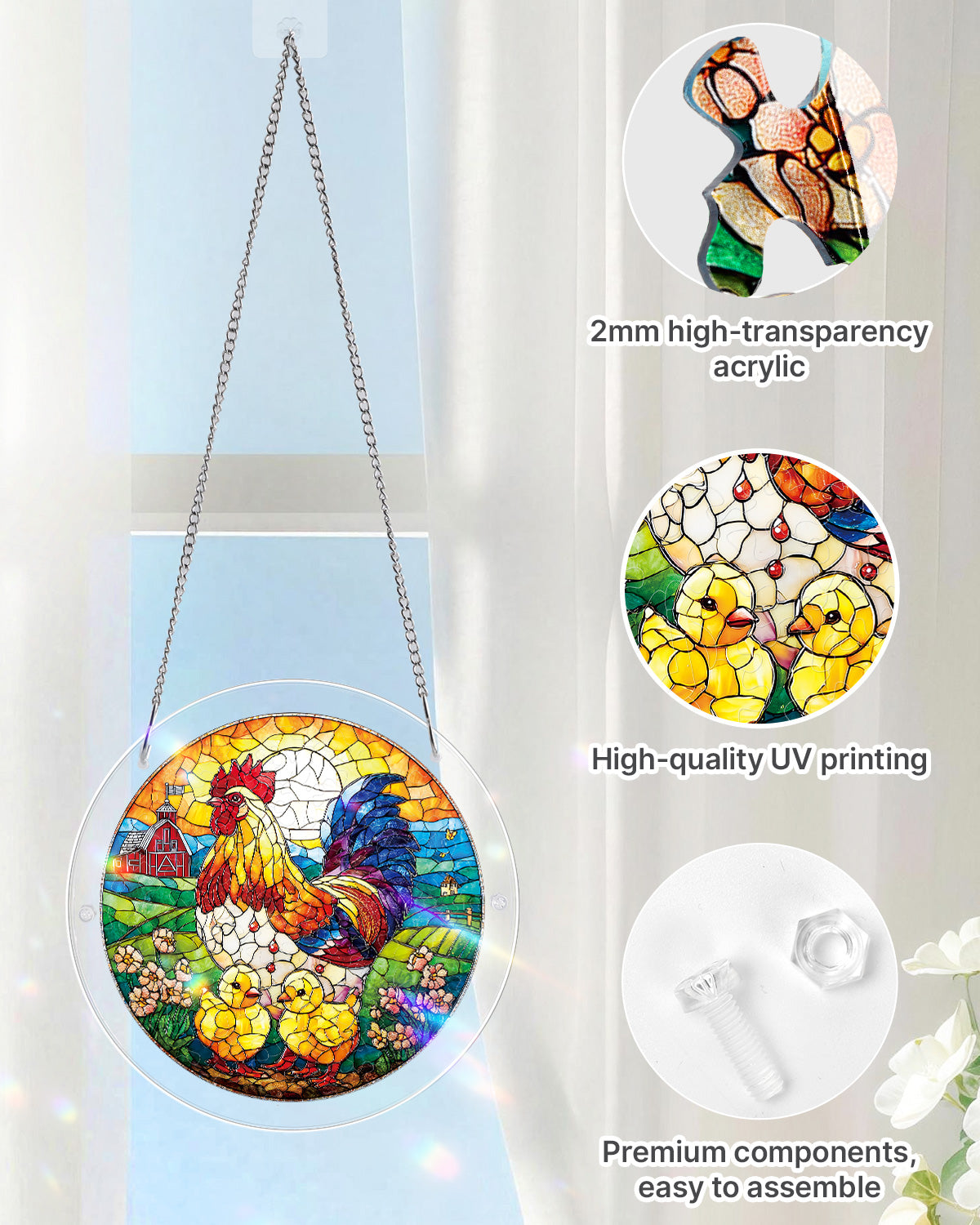 kaayee-suncatcher-puzzle-golden-dawn-rooster-fensterbild-medium image 4