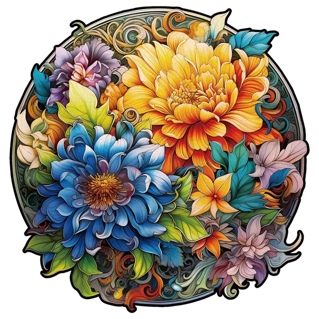 kaayee-wooden-puzzle-prosperous-bloom-holzpuzzle-blumen image 1