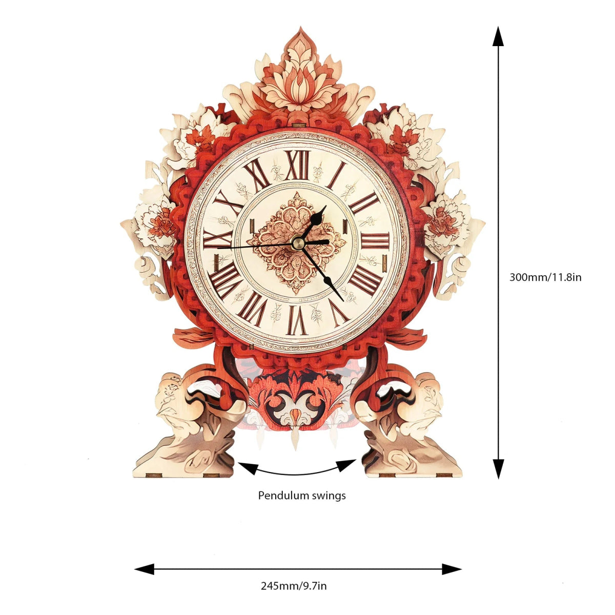 kaayee-clock-kit-flame-flower-uhr-holzbausatz-rot image 3