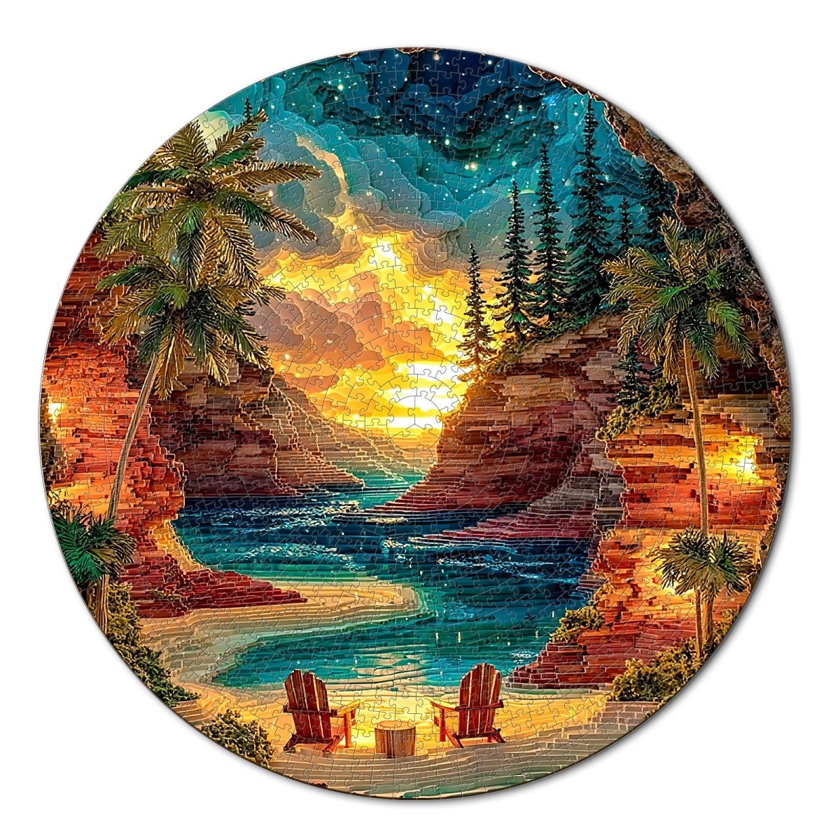 kaayee-sunset-cove-puzzle-1000-teile-rund-standard-edition image 1