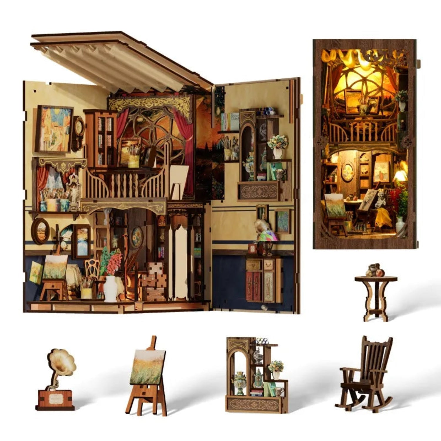 magicholz-book-nook-van-gogh-sternennacht-bastelset-led image 3