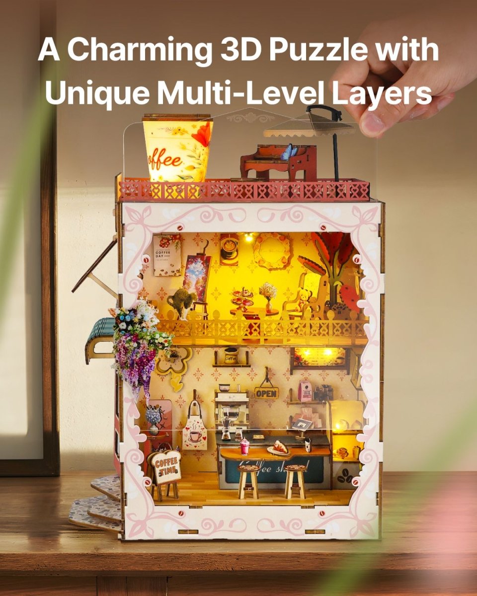 kaayee-book-nook-kit-romantic-coffee-shop-holzpuzzle-caf-led image 6