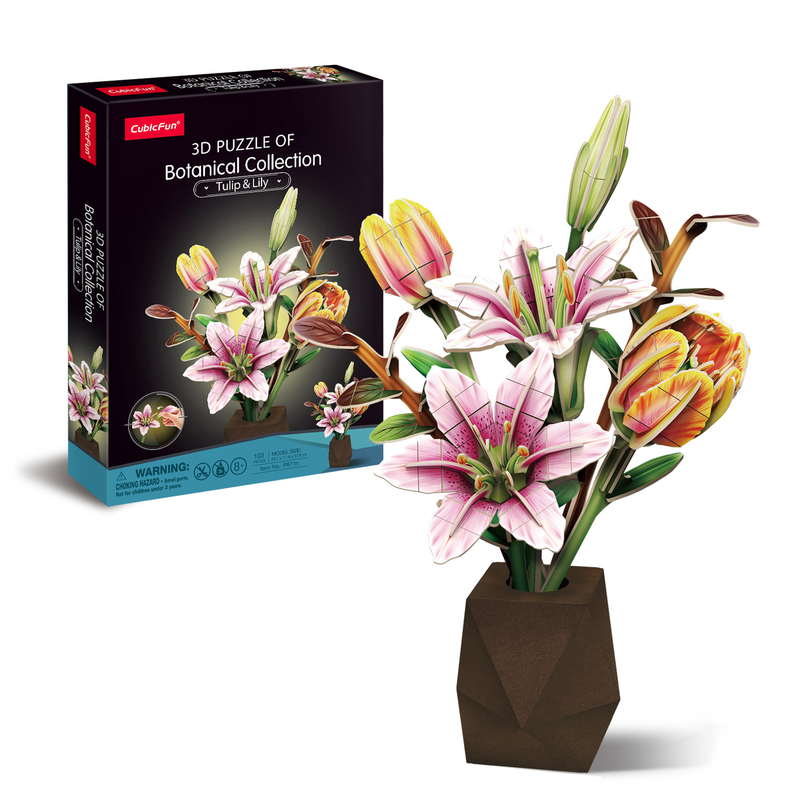 cubic-fun-botanical-collection-p871h-tulip-lily-3d-puzzle-blumen image 1