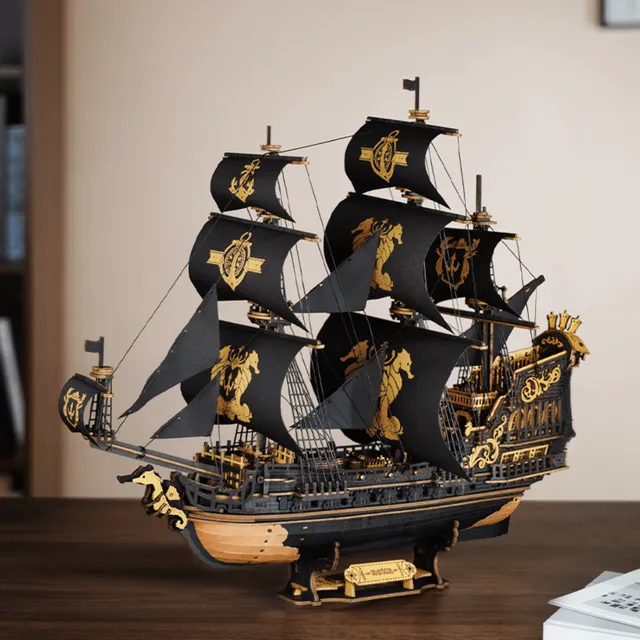 magicholz-mechanischer-bausatz-seahorse-barque-piratenschiff-holz image 1