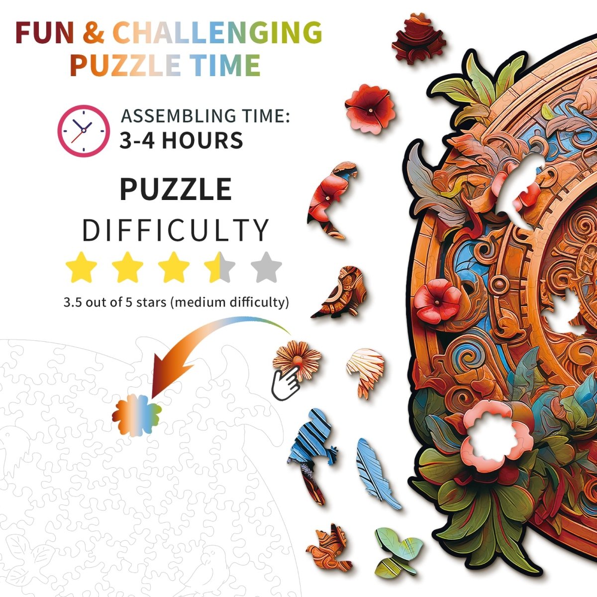 kaayee-wooden-puzzle-gear-parrot-holzpuzzle-medium-papagei image 3