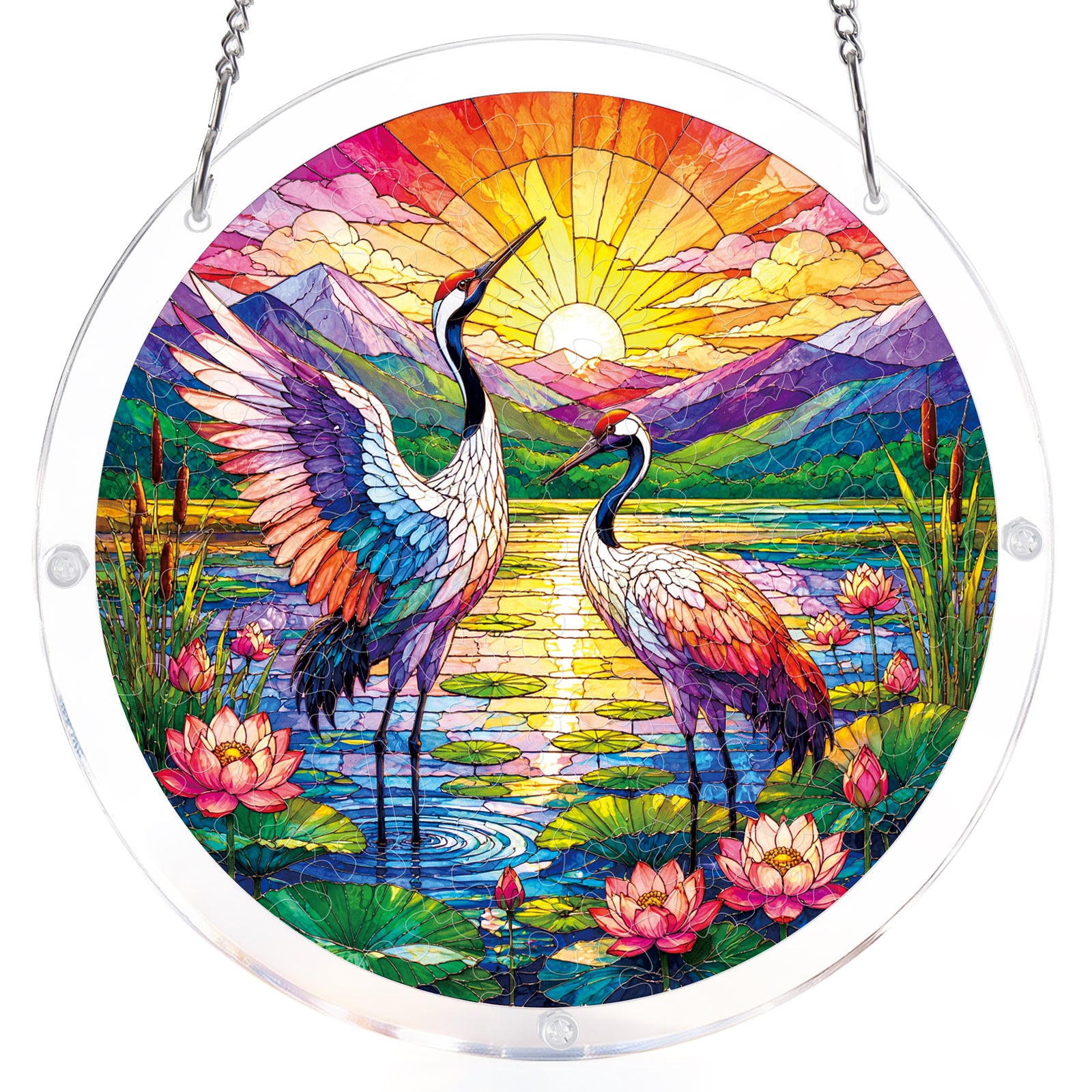 kaayee-suncatcher-puzzle-cranes-at-sunrise-fensterbild-kraniche image 7