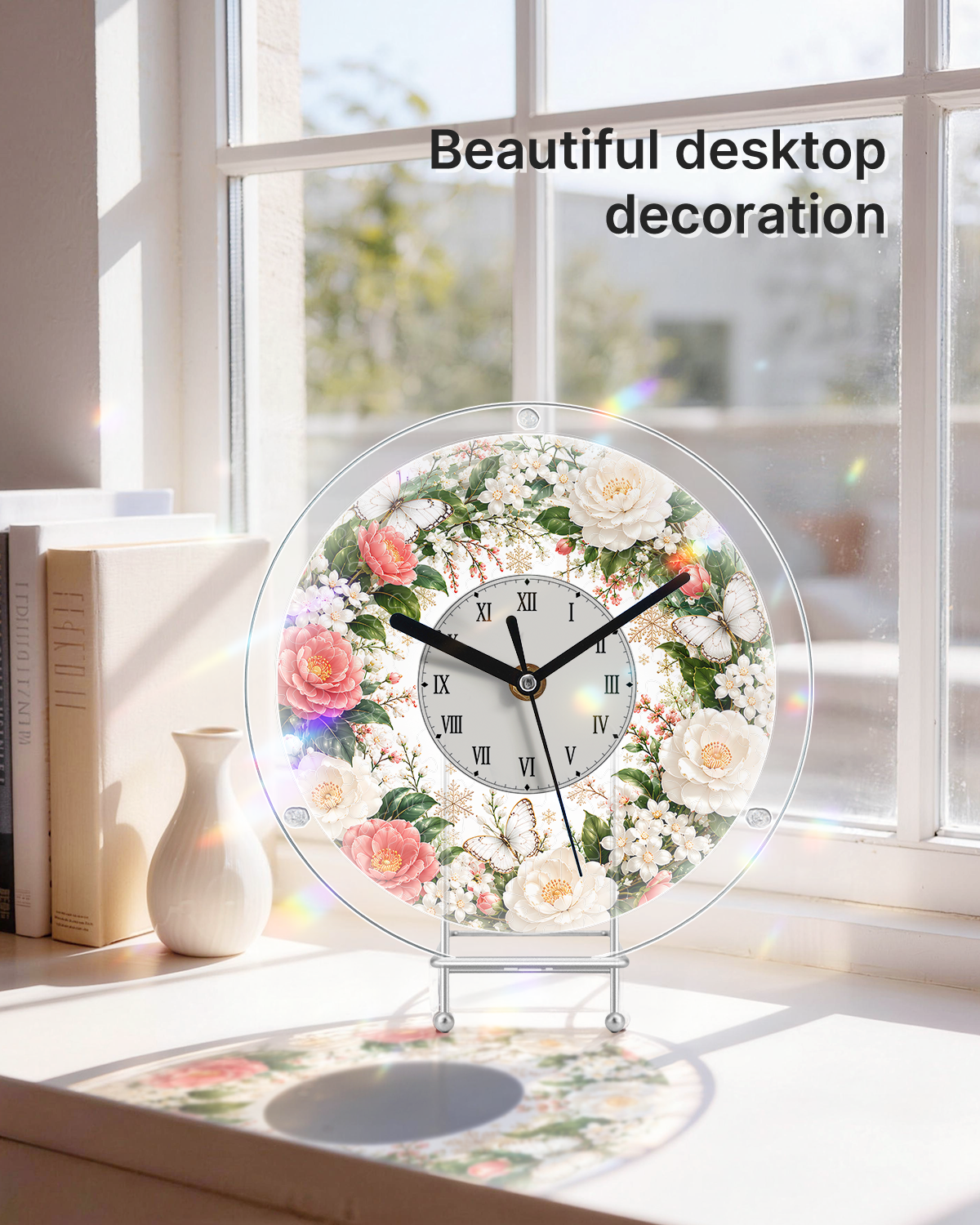 kaayee-clock-kit-pink-white-rose-dream-wanduhr-regular-size image 5