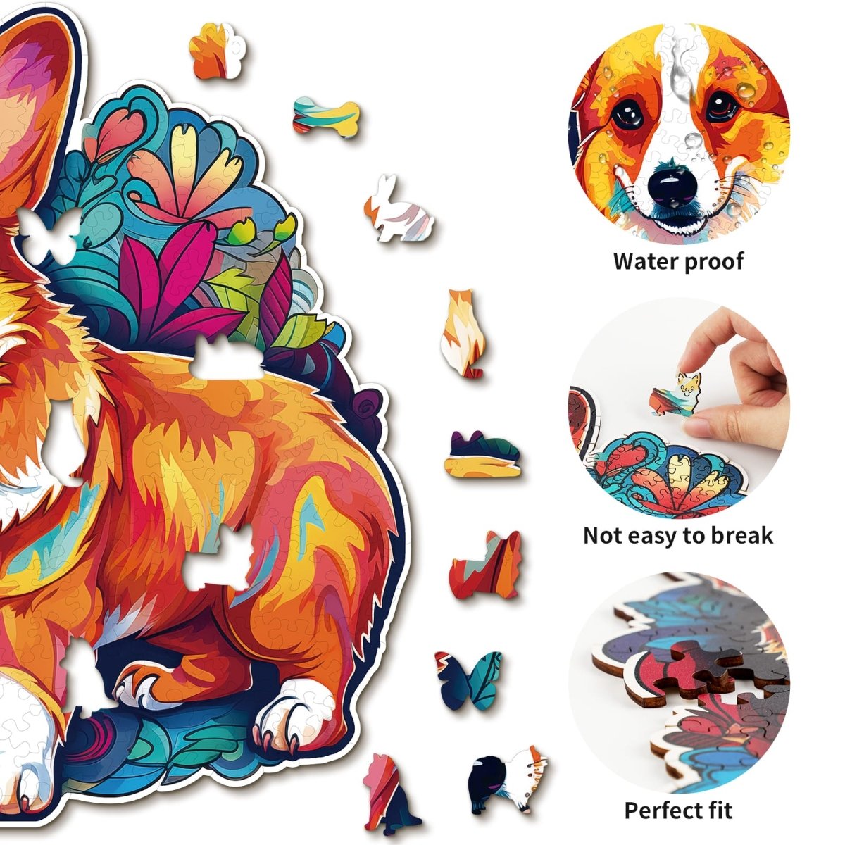 kaayee-wooden-puzzle-cute-corgi-holzpuzzle-medium-hund image 2