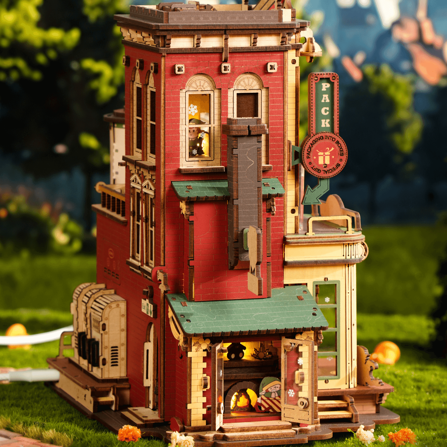 magicholz-miniaturhaus-dream-gift-factory-weihnachten-mit-licht image 5