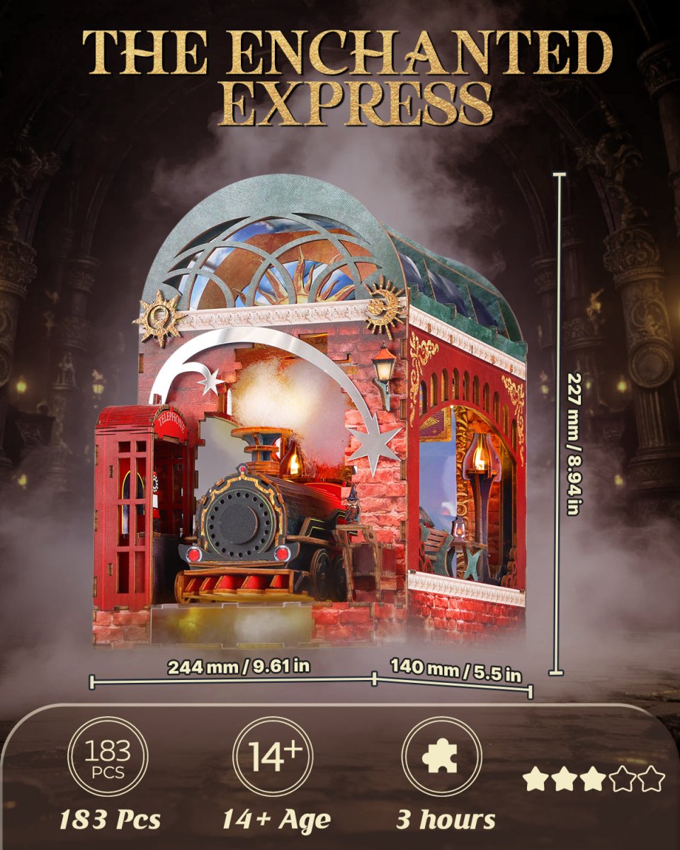 kaayee-book-nook-kit-enchanted-express-booknook-zug-mit-licht image 2